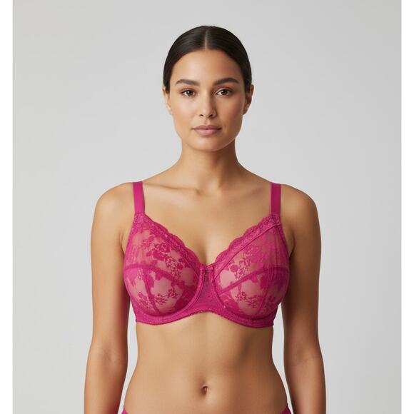 Cacique Bra 44DD NWT Bold Lace Full Coverage Underwire Pink Plus Lane Bryant - Picture 1 of 14